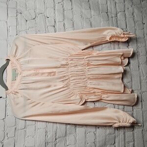 Ryegrass Puff Sleeve Silk Peasant Blouse Blush/peach Size Medium EUC